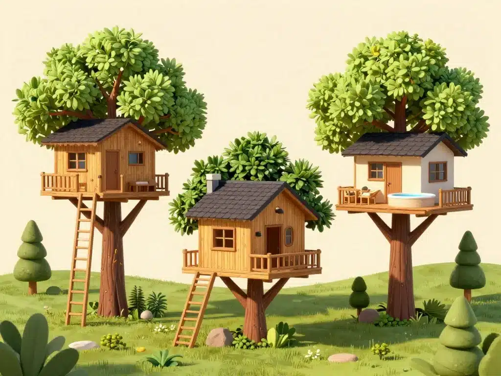 différents types de cabane dans les arbres occitanie