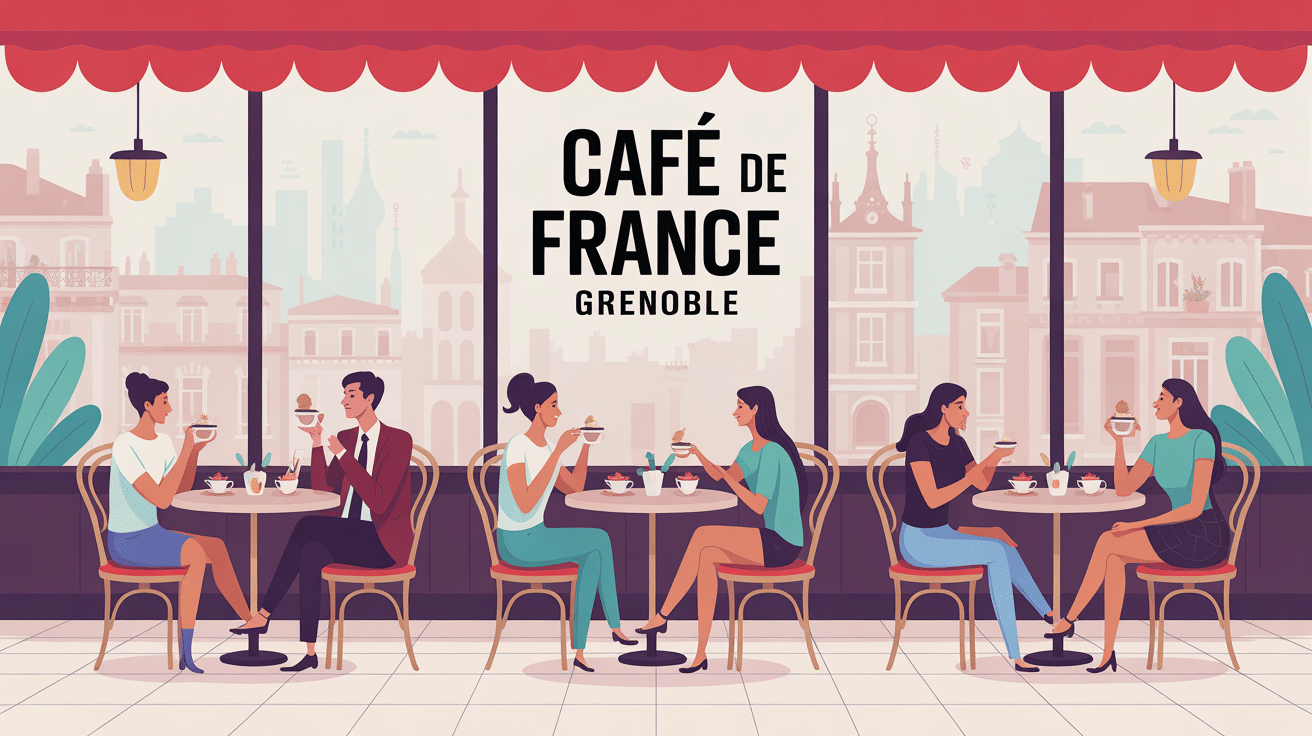 illustration café de france grenoble terrasse centre ville