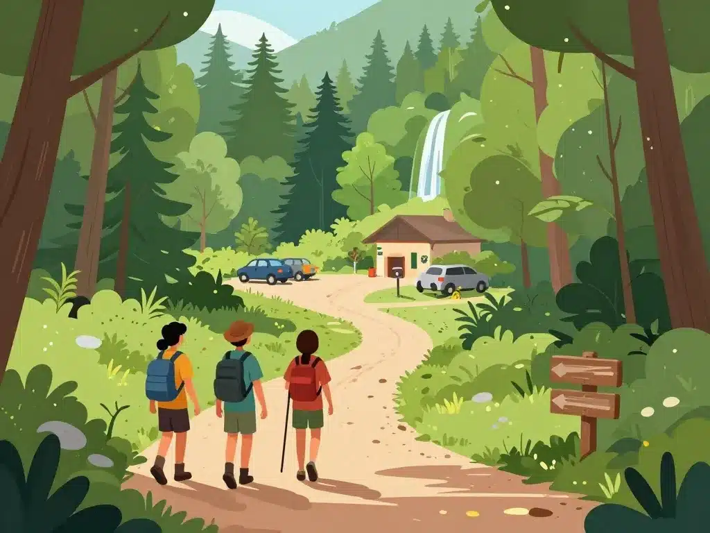 cascade du trou de mandre point de départ sentier balade