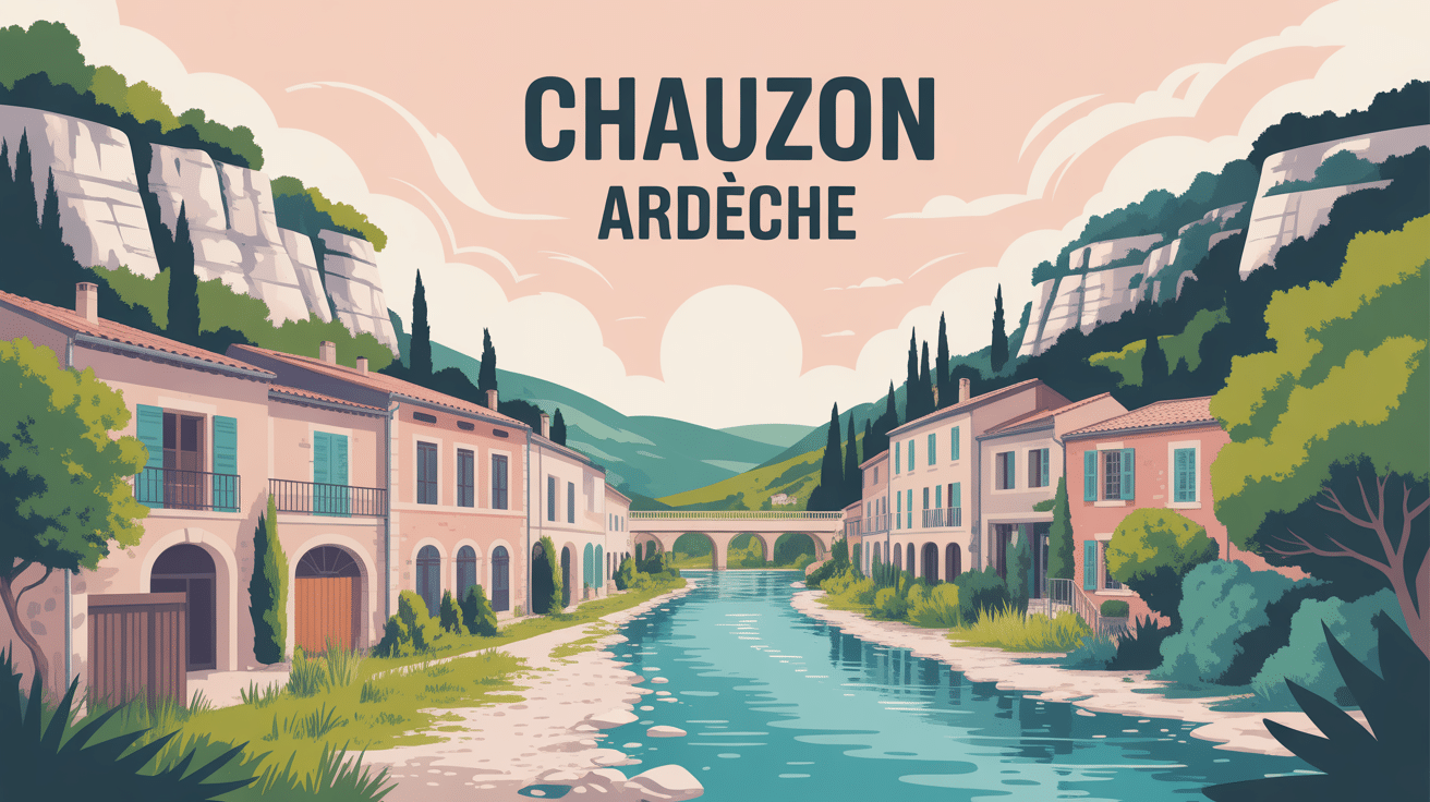 Village de Chauzon Ardèche illustration poétique