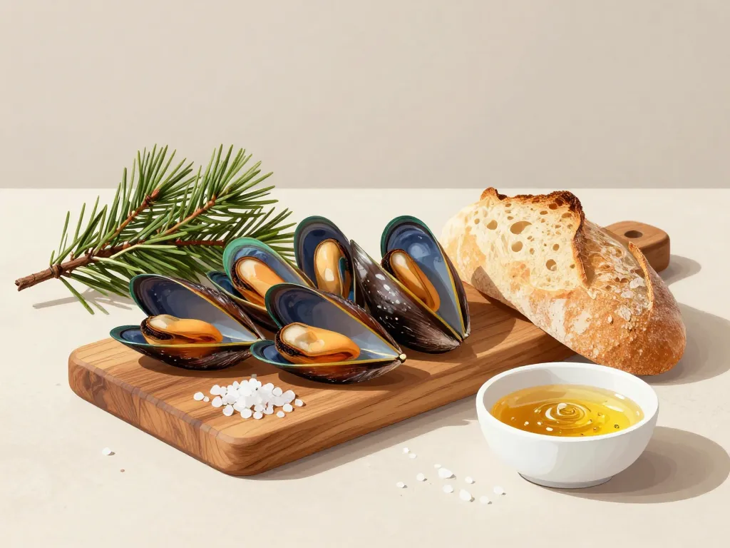 eglade de moule ingrédients support pain vinaigrette