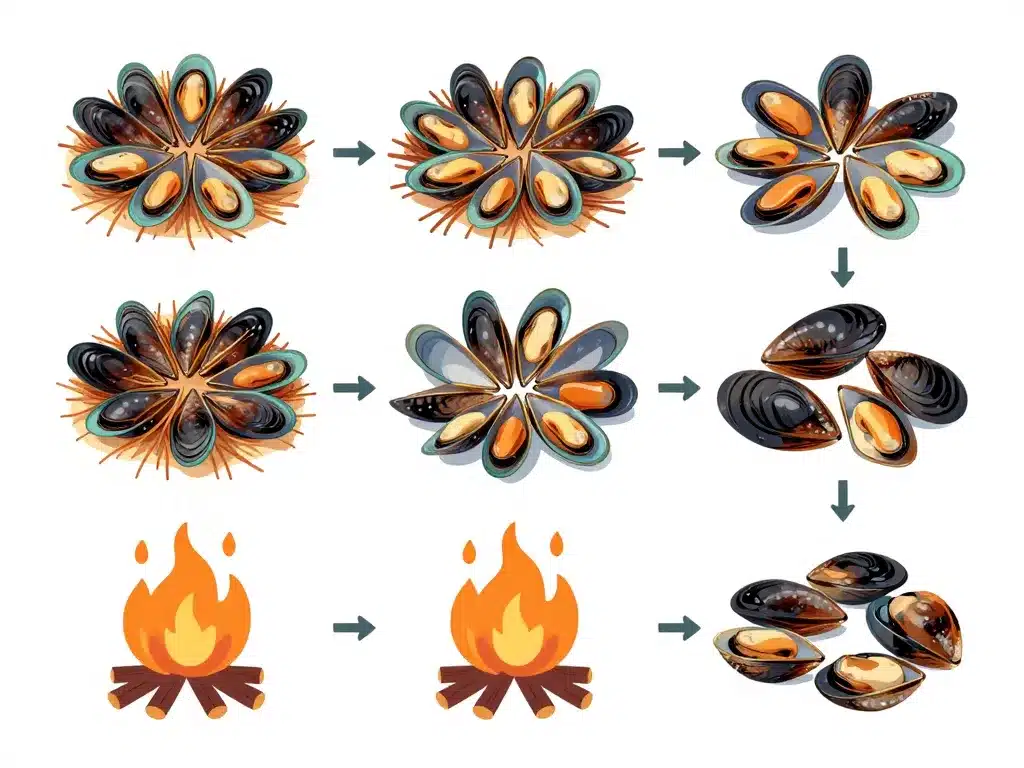 eglade de moule cuisson feu pin schéma étapes