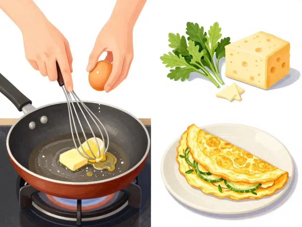 Préparer omelette petit déjeuner étape par étape