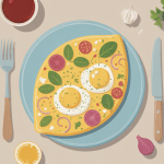Omelette petit déjeuner équilibrée et ingrédients frais