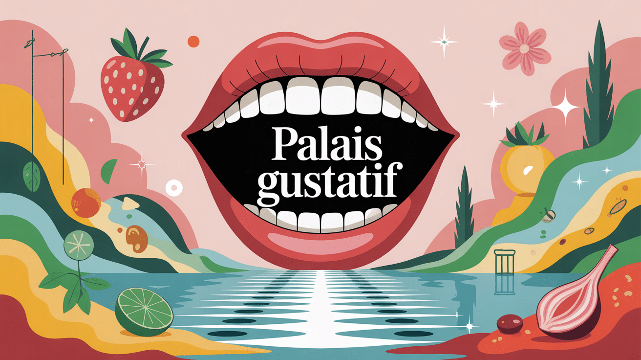 Illustration palais gustatif sensoriel, cinq saveurs