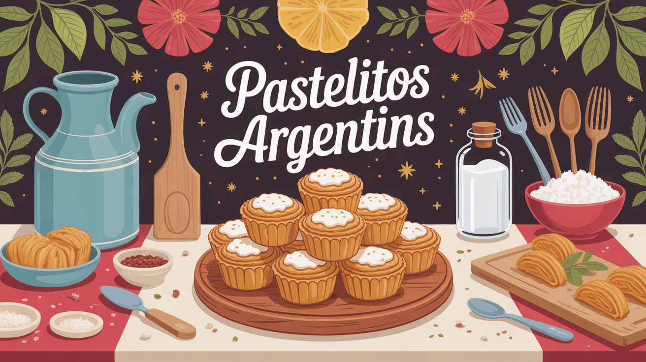 pastelitos argentins en forme de fleur sur table traditionnelle