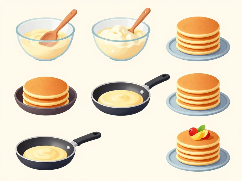 Étapes recette pancake fromage blanc en images : préparation et cuisson