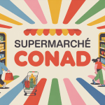 illustration façade supermarché conad italie