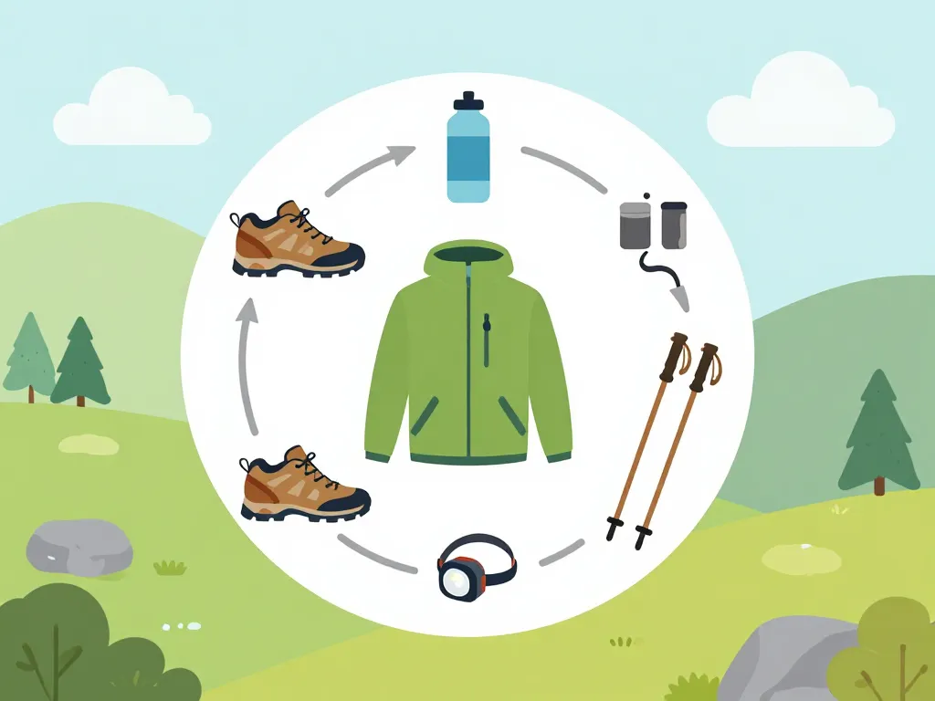 Diagramme équipement randonnée pour visite du trou de la mandre