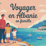 Voyager en Albanie en famille illustration famille nature mer
