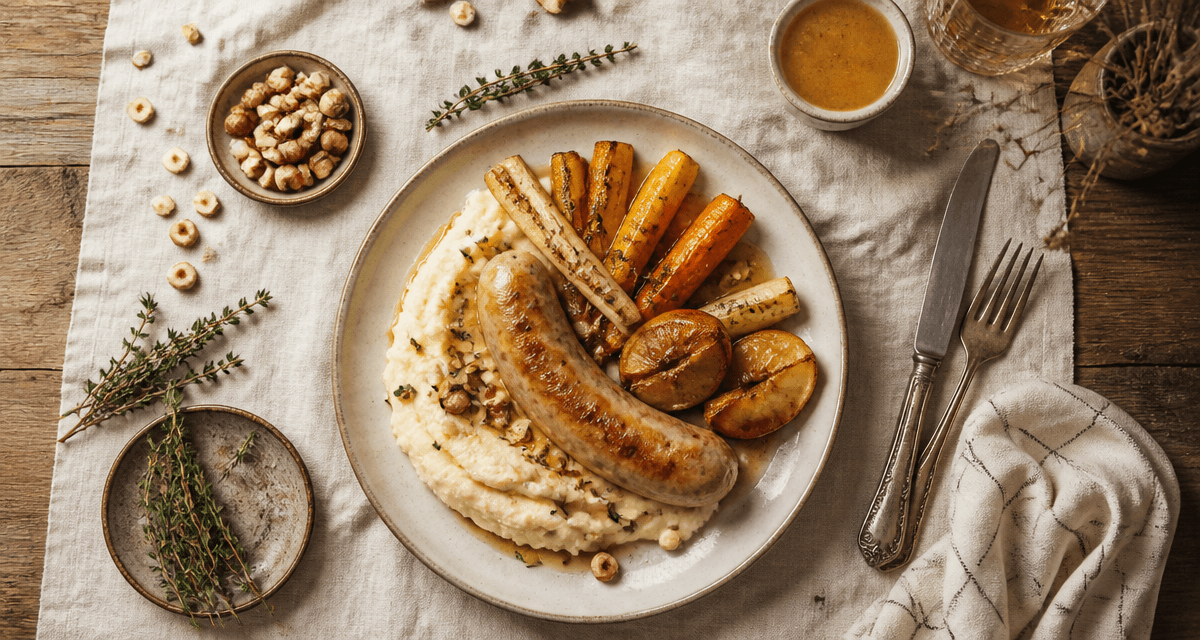 accompagnement boudin blanc pommes purée légumes rôtis