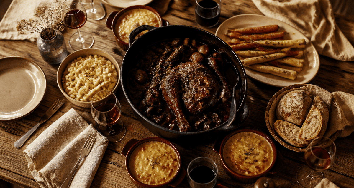 accompagnement coq au vin repas convivial