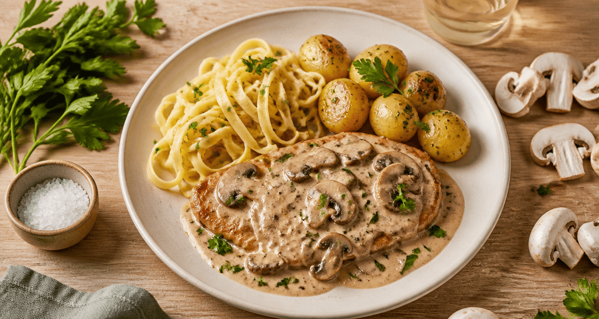 accompagnement escalopes de veau avec tagliatelles et pommes de terre