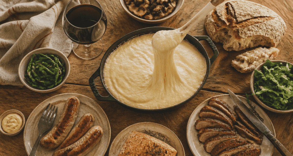 Aligot accompagnement saucisse magret saumon