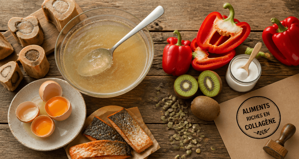 aliment riche en collagene bouillon os oeufs saumon