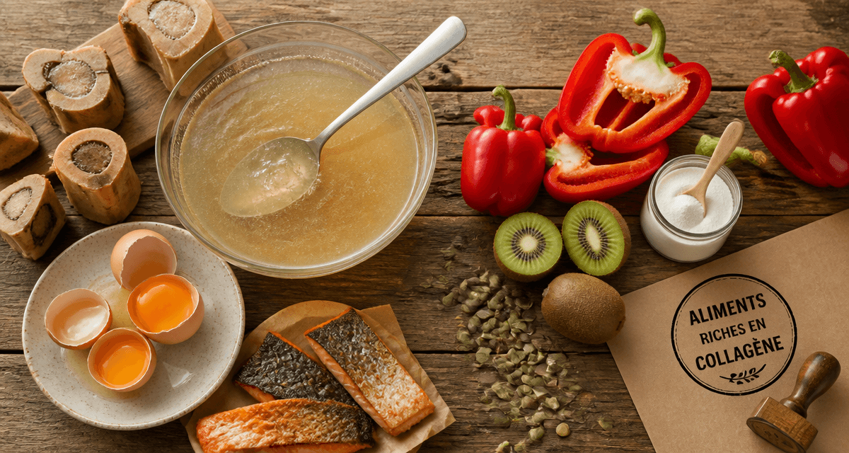 aliment riche en collagene bouillon os oeufs saumon