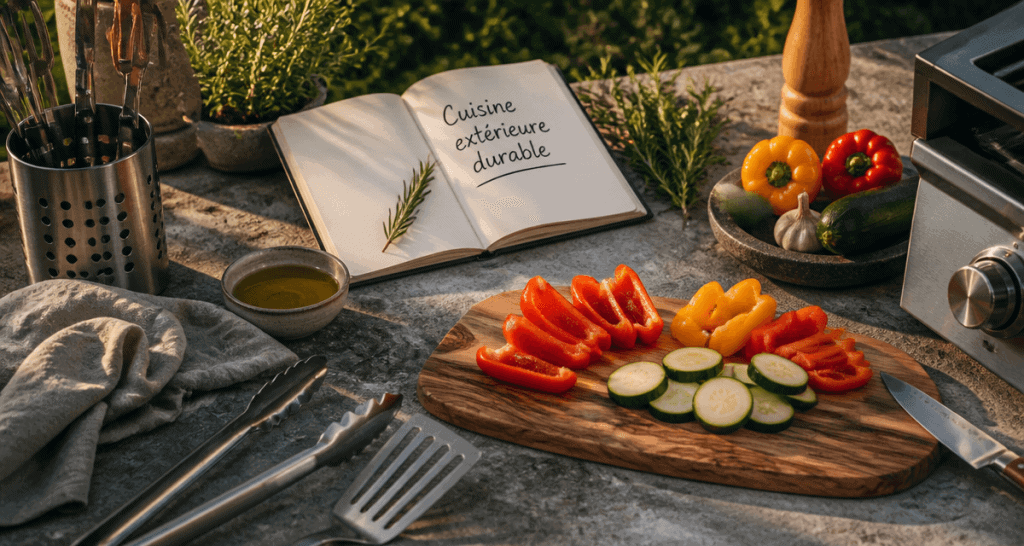 barbecue cuisine extérieure ustensiles pierre