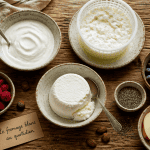 Bienfait du fromage blanc, bols variés avec fruits et graines