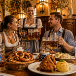 Scène conviviale dans une brasserie munichoise