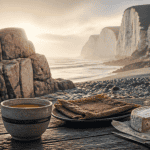 bretagne ou normandie plage galets granit falaise