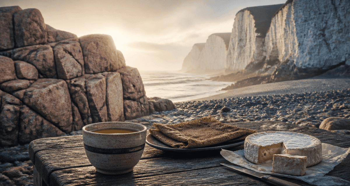bretagne ou normandie plage galets granit falaise