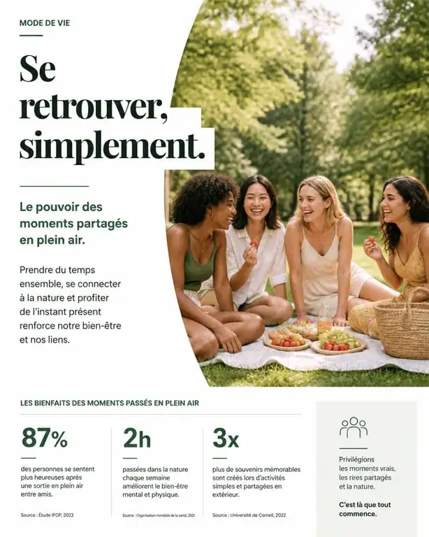 Groupe de copines profitant d'une activité à faire entre copines dehors lors d'un pique-nique ensoleillé