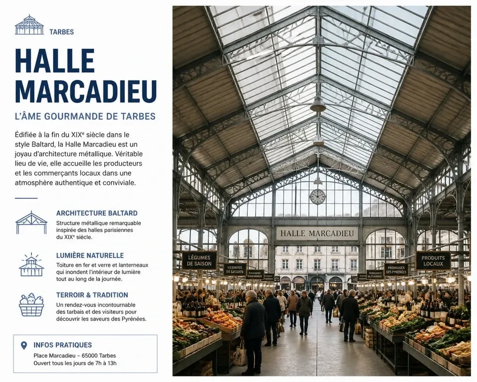 Halle Marcadieu à Tarbes, monument historique et marché couvert emblématique
