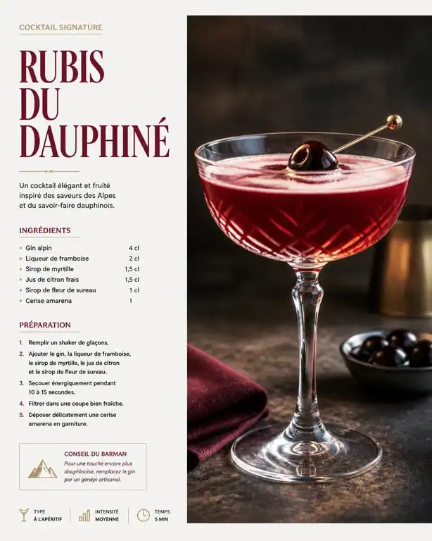 Cocktail Rubis du Dauphiné à base de cherry brandy liqueur