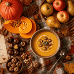 fruit et legume automne sur table en bois