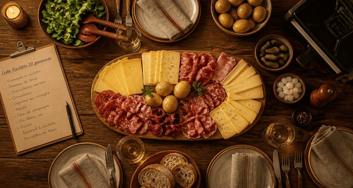 liste courses raclette 10 personnes table soirée