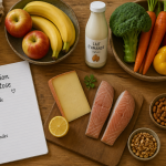 liste des aliments sans lactose sur une table
