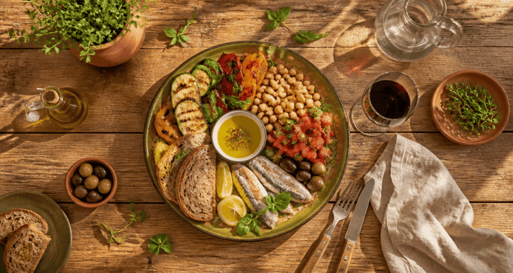 menu type regime mediterraneen grande table repas