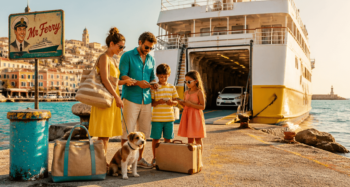 famille devant ferry méditerranée mr ferry