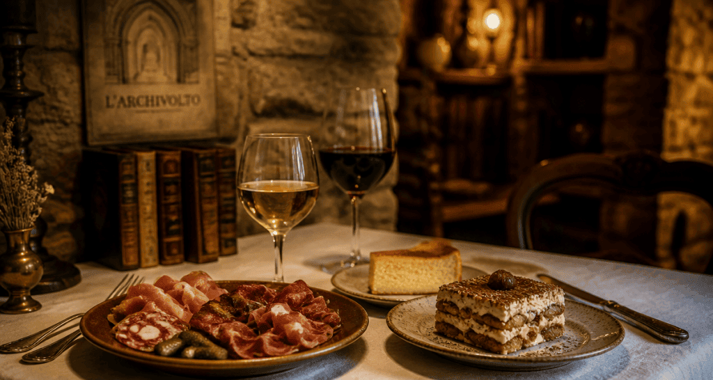 Table dressée à l'Archivolto avec spécialités corses
