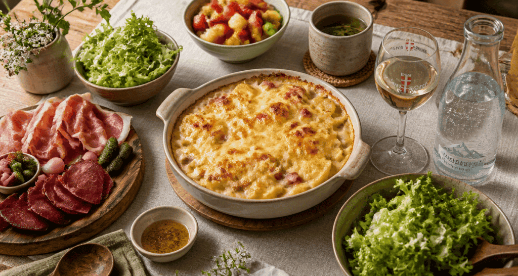 Tartiflette accompagnement salade charcuterie