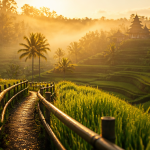 tegallalang rice terraces at sunrise