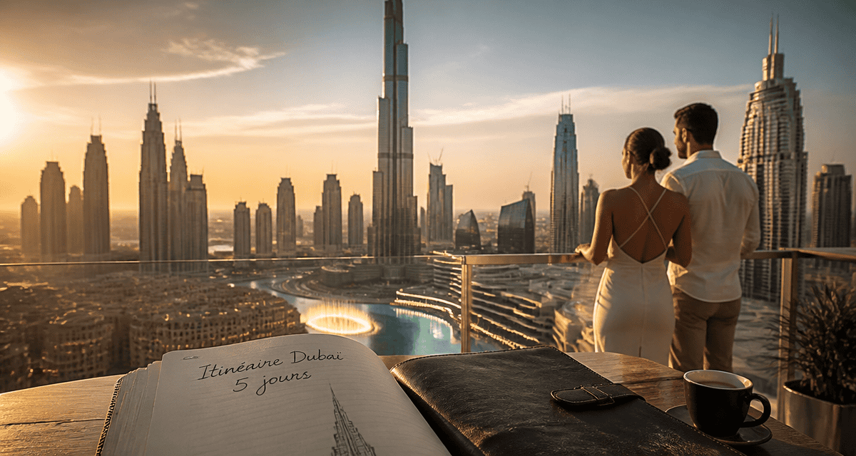 visiter dubai en 5 jours couple terrasse burj khalifa
