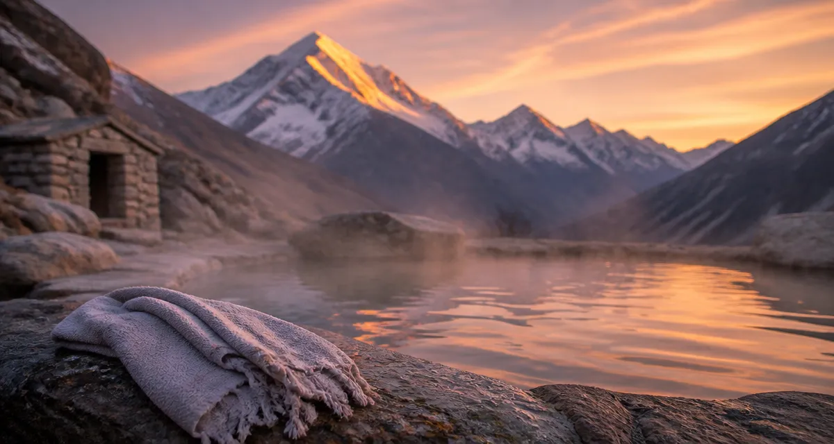 bain d eau chaude naturel avec vue sur montagnes pyrénées