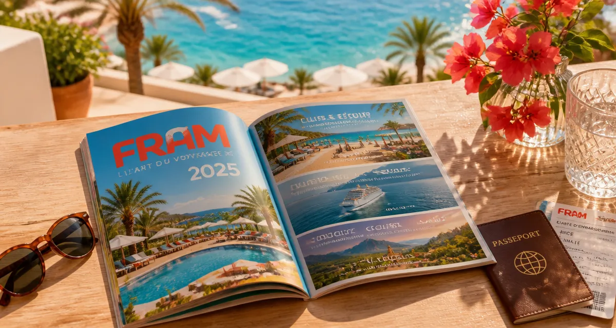 catalogue fram 2025 ouvert sur terrasse vue mer