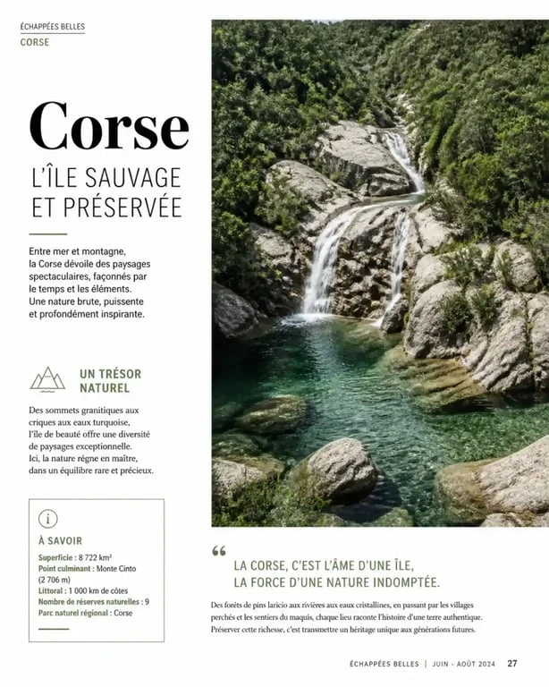 Cascade de Bravone en Corse, une chute d'eau sauvage dans un écrin de nature.