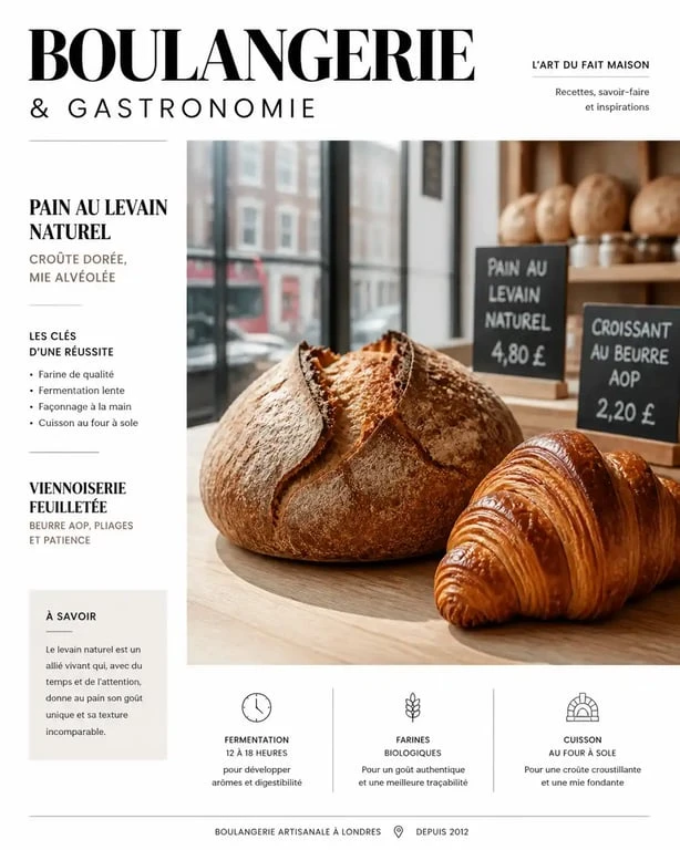 Boulangerie à Londres : sélection de pains au levain et viennoiseries artisanales