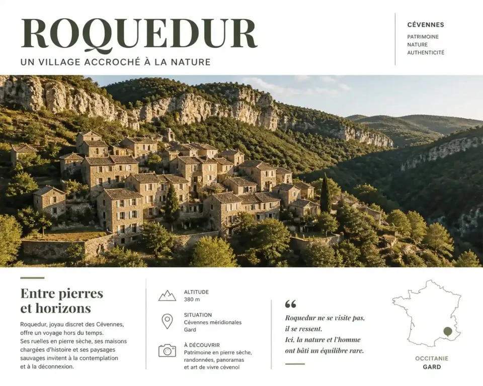 Village de Roquedur dans les Cévennes, Gard, Occitanie