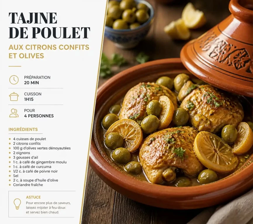 Tajine de poulet aux citrons confits, spécialité du restaurant La Popotte à Brive-la-Gaillarde