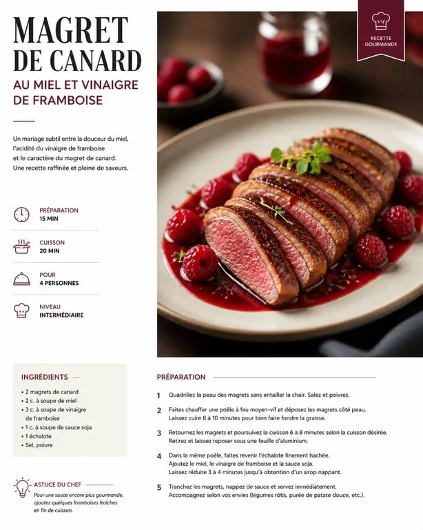 Magret de canard au miel, une spécialité incontournable pour manger à Bordeaux