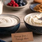 Fromage blanc ou fromage frais : bols et cuillère, texture crème