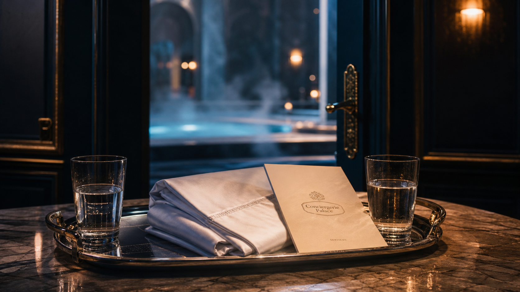 Hôtels de luxe : couloir de palace et conciergerie, ambiance spa