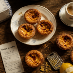 Pasteis de nata Lisbonne sur table avec café