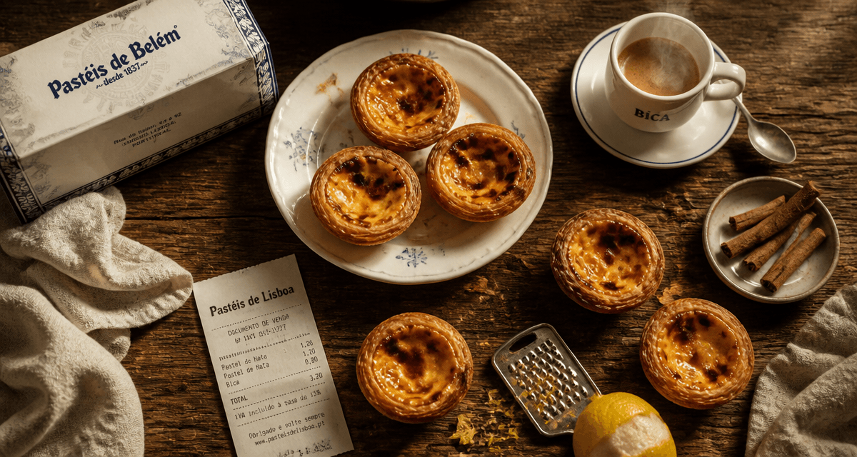 Pasteis de nata Lisbonne sur table avec café
