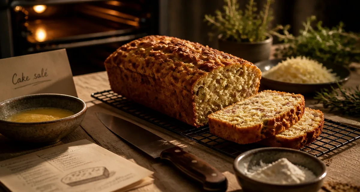 Recette salé de cake aux olives et jambon, tranche