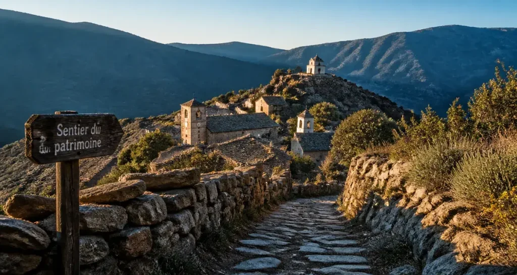 Sorio corse, sentier et vallée de l’Aliso avec chapelle Sainte-Marguerite